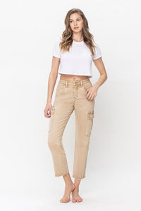 VERVET HIGH RISE RELAXED STRAIGHT JEANS WITH CARGO