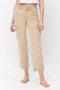 VERVET HIGH RISE RELAXED STRAIGHT JEANS WITH CARGO