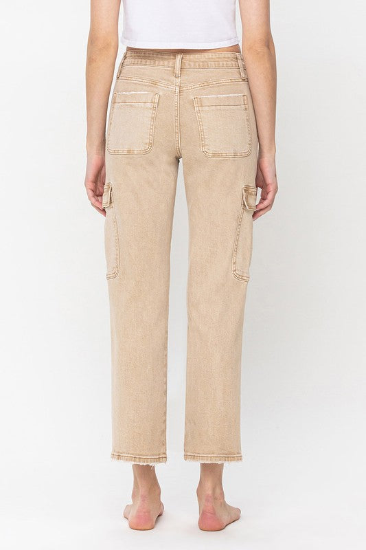 VERVET HIGH RISE RELAXED STRAIGHT JEANS WITH CARGO