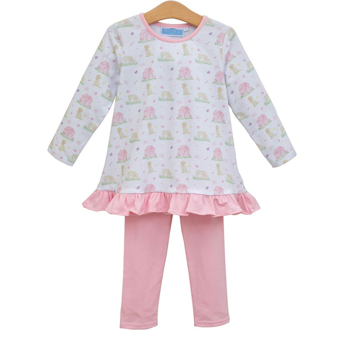 Trotter Street Puppy Pals Ruffle Pants Set