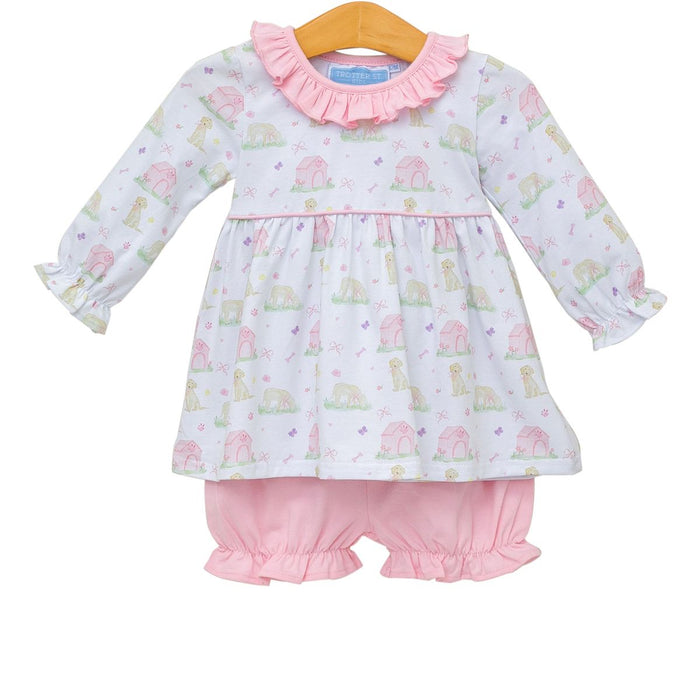 Trotter Street Puppy Pals Ruffle Bloomer Pants Set