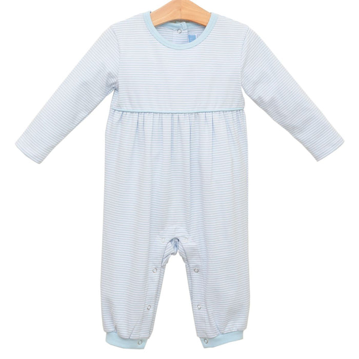 Trotter Street Bennett Romper- Light Blue Stripe
