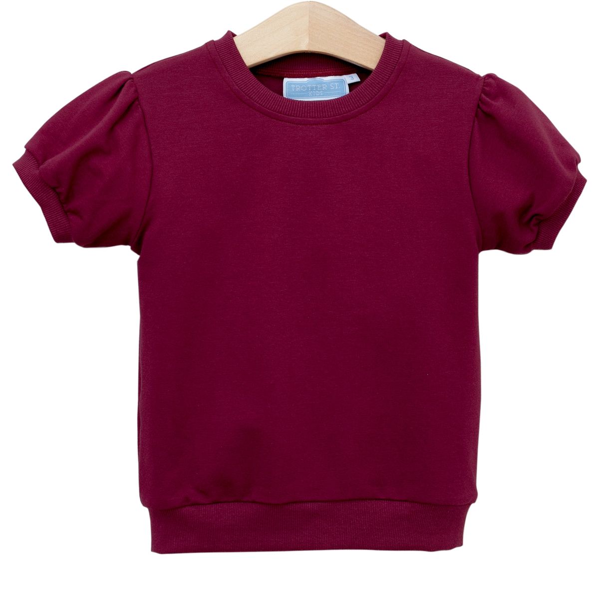 Trotter Street Landry Puff Sleeve Top- Cranberry