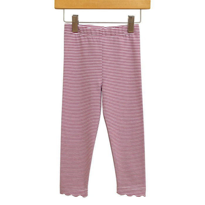 Trotter Street Scallop Leggings- Cranberry Stripe (TSK-02357)