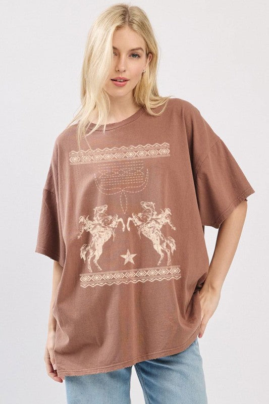 Western Cowboys Crochet Stitch Graphic Tee