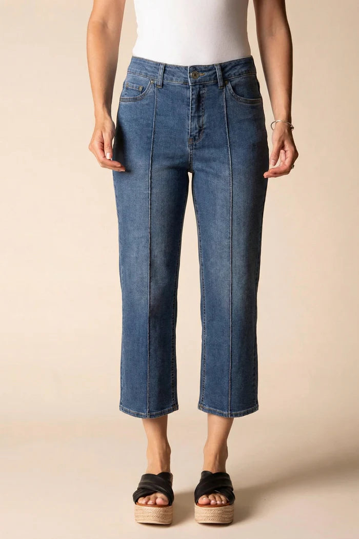 HABITAT STRETCH DENIM SEAMED CROPPED FLARE