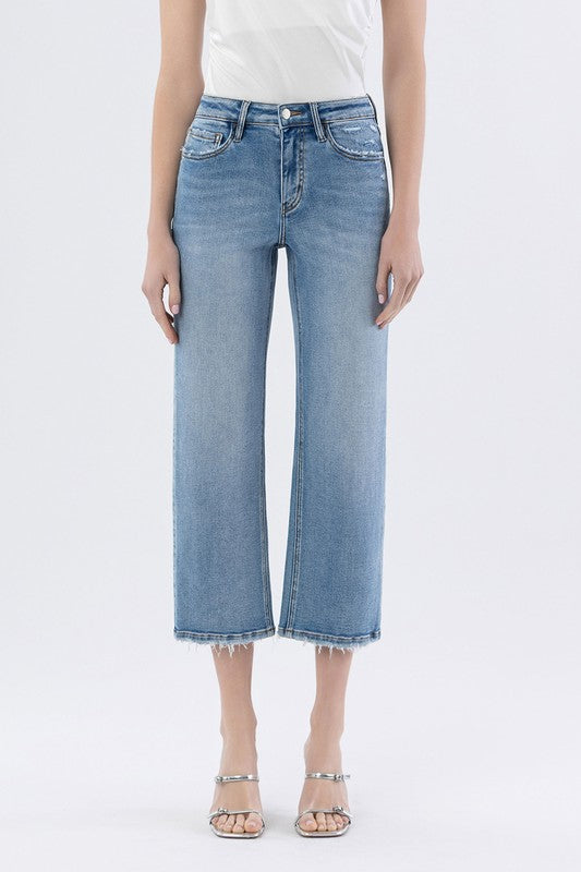 Vervet High Rise Crop Slim Wide Jeans