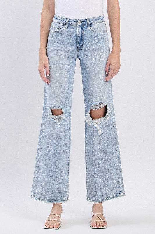 Vervet High Rise Distressed Wide Jeans