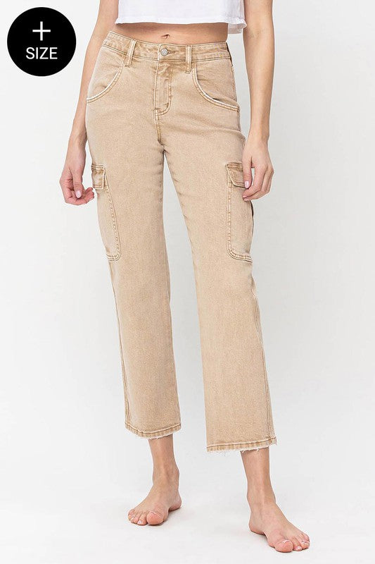 PLUS VERVET SIZE HIGH RISE RELAXED STRAIGHT CARGO JEAN