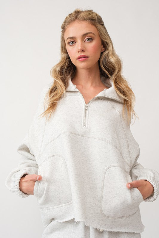 Raelyn Oversized Half-Zip Top