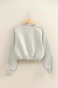 Elastic Hem Cropped Sweatshirt Casual Fit