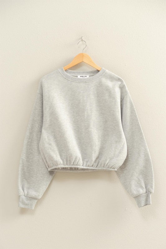 Elastic Hem Cropped Sweatshirt Casual Fit