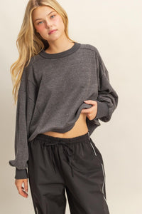 Layered Hem Sweatshirt With Raw Edges