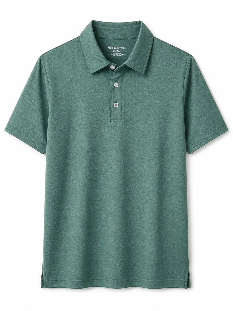 Meripex kids green heather polo