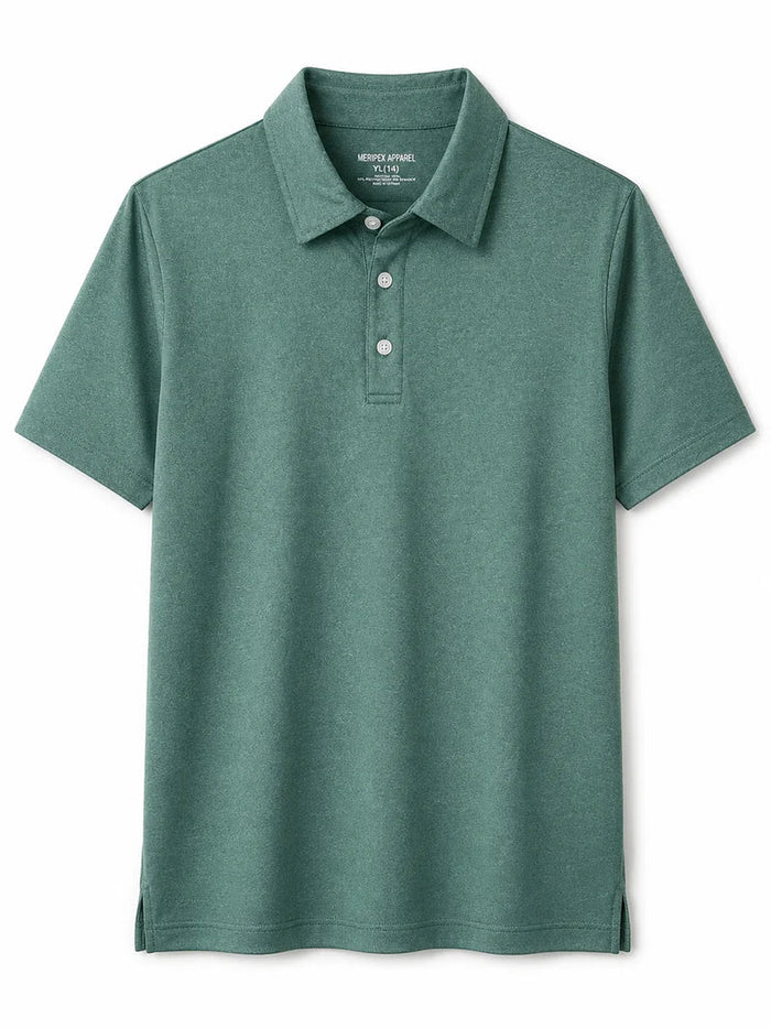 Meripex kids green heather polo