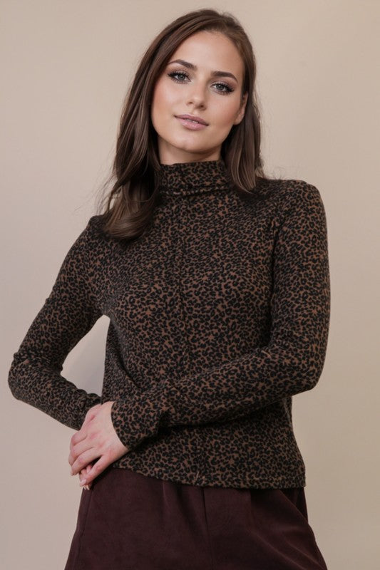 Printed & Leopard Fitted Knit Top
