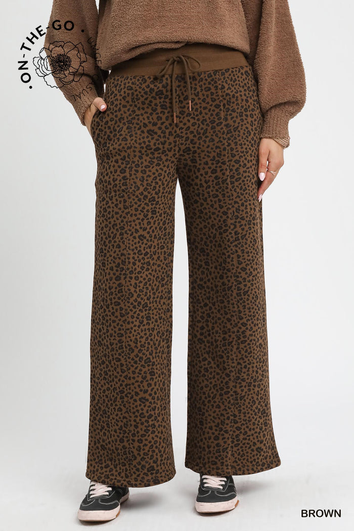 Leopard Print Wide-Leg Lounge Pants –