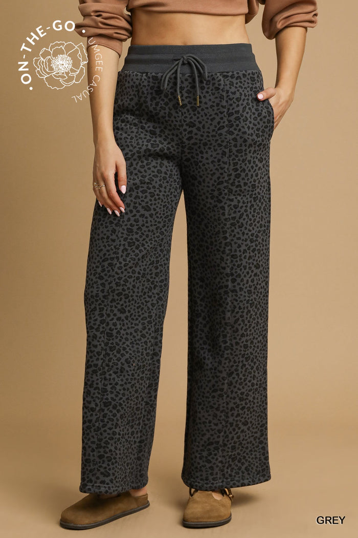 Leopard Print Wide-Leg Lounge Pants –