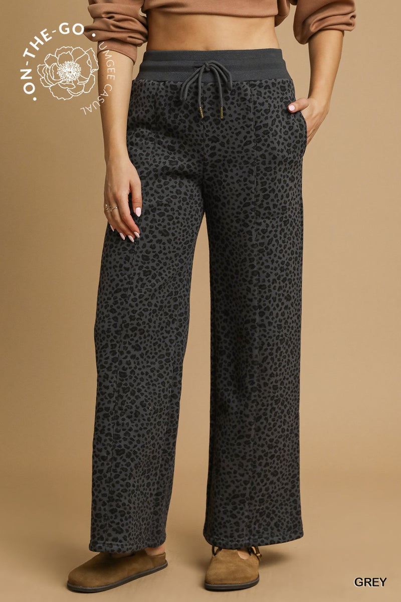 Leopard Print Wide-Leg Lounge Pants –