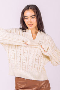 Cable Knit Cozy Knit Sweater Top