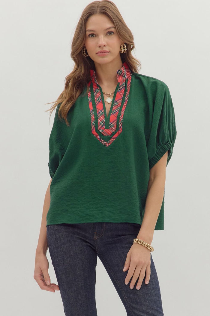 Solid short sleeve dolman top