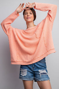 TEXTURED RIB KNIT MINERAL WASHED TOP