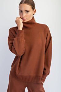 Modal Scuba Ribbed Mock Neck Pullover