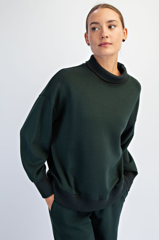 Modal Scuba Ribbed Mock Neck Pullover