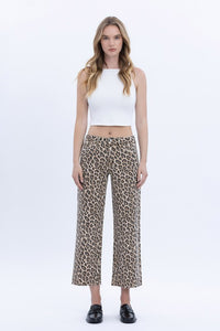 Vervet High Rise Animal Print Crop Wide Leg Jeans