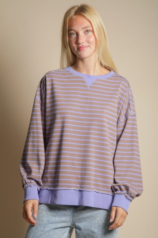 Stripe Comfy Casual Oversized Knit Top