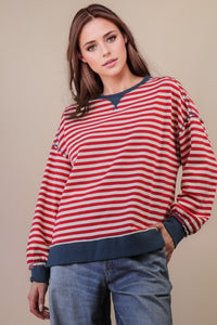 Stripe Comfy Casual Oversized Knit Top
