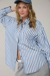 Stripe Collared Button Down Long Sleeve Shirt