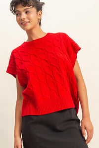 Sleeveless Oversized Cable Knit Sweater Vest