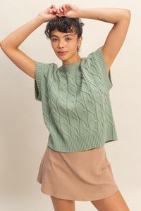 Sleeveless Oversized Cable Knit Sweater Vest