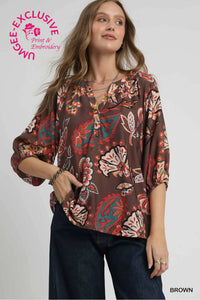 Boho Paisley Puff Sleeve Blouse