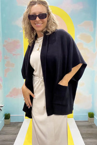 Solid Knit Shawl Collar Cardigan