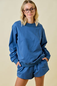 Mock Neck Terry Sweatshirt w/ Shorts