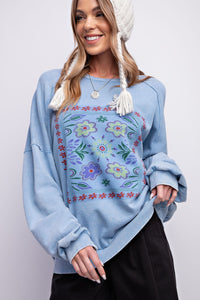 BOHO PRINT WASHED TERRY PULLOVER