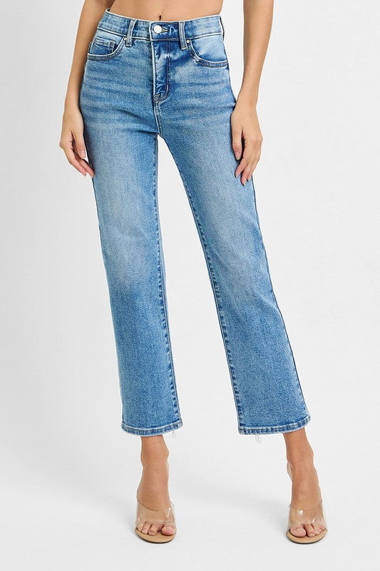 Risen Tummy Control Elastic Band High Rise Crop Straight