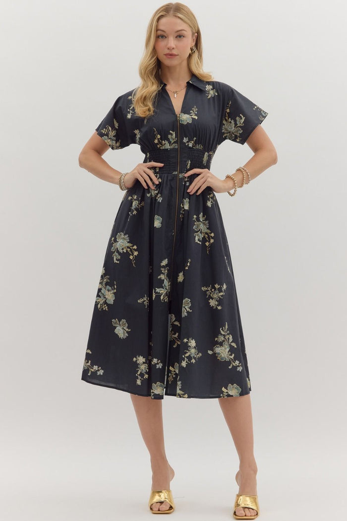 Paisley print short sleeve mini dress.