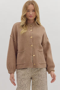 Solid long sleeve knit cardigan
