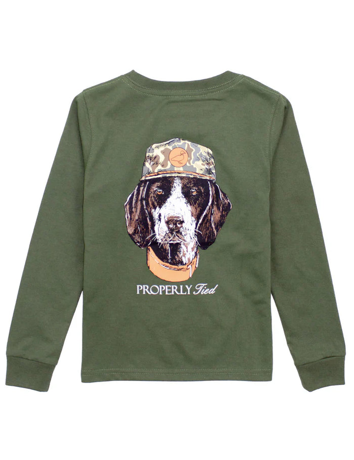 Properly Tied Boys Man’s Best Friend LS Olive