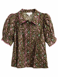 Floral short puff sleeve top