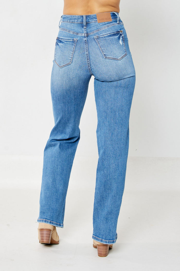 Judy Blue High Waist Tummy Control Knee Destroy Straight