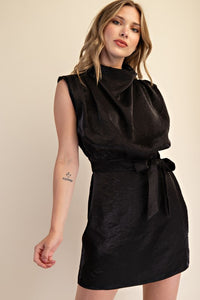 Mock Neck Sleeveless Mini Dress