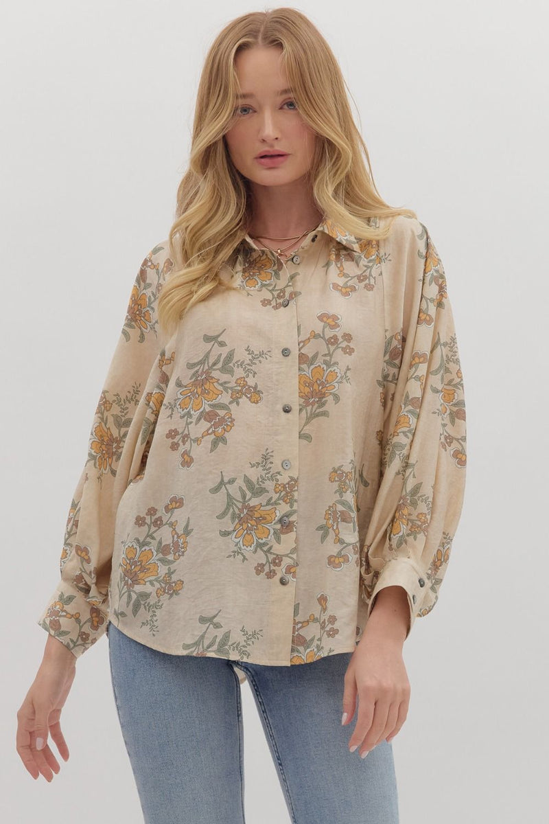 Floral print long sleeve top