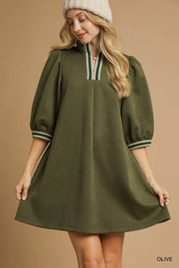 High Neck Jacquard Mini Dress