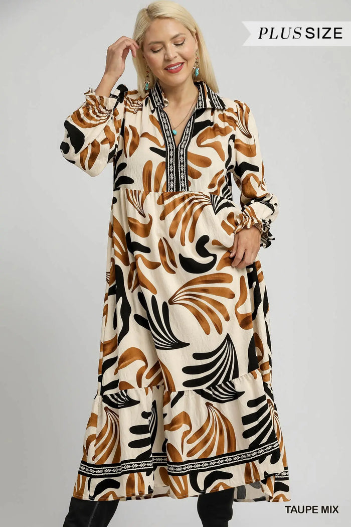 Boho Leafy Print Maxi Dress