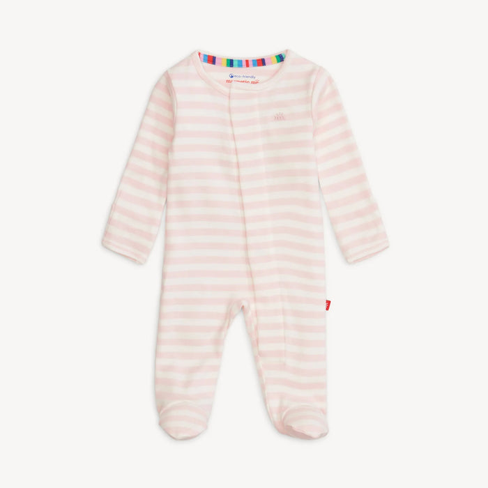 Magnetic Me Pink  Stripe Organic Cotton Magnetic Footie