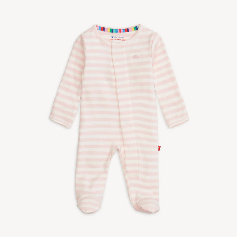 Magnetic Me Pink  Stripe Organic Cotton Magnetic Footie